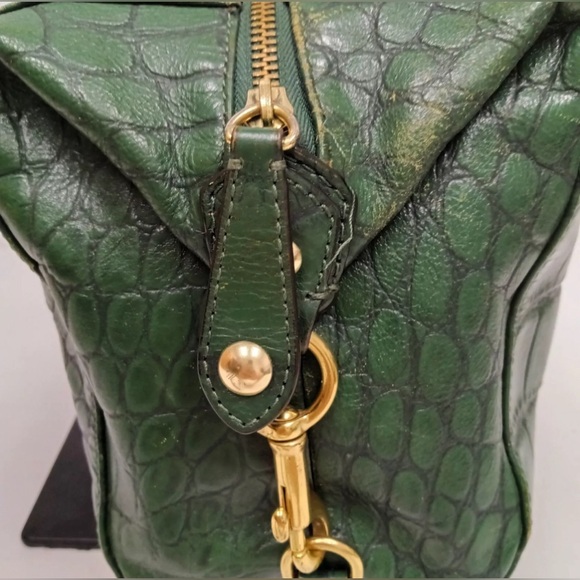 RARE Emerald Green Coach Ashley Embossed Leather Croc Alligator Handbag Xbody - Picture 9 of 16